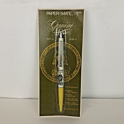 Rare Paper Mate Gemini Zodiac Mustard Yellow 1960's Ballpoint Pen New Old Stock