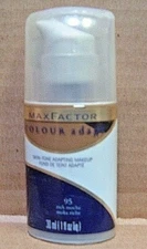 2 MAX FACTOR COLOUR ADAPT SKIN TONE ADAPTING MAKEUP #95 RICH MOCHA 1 OZ EACH