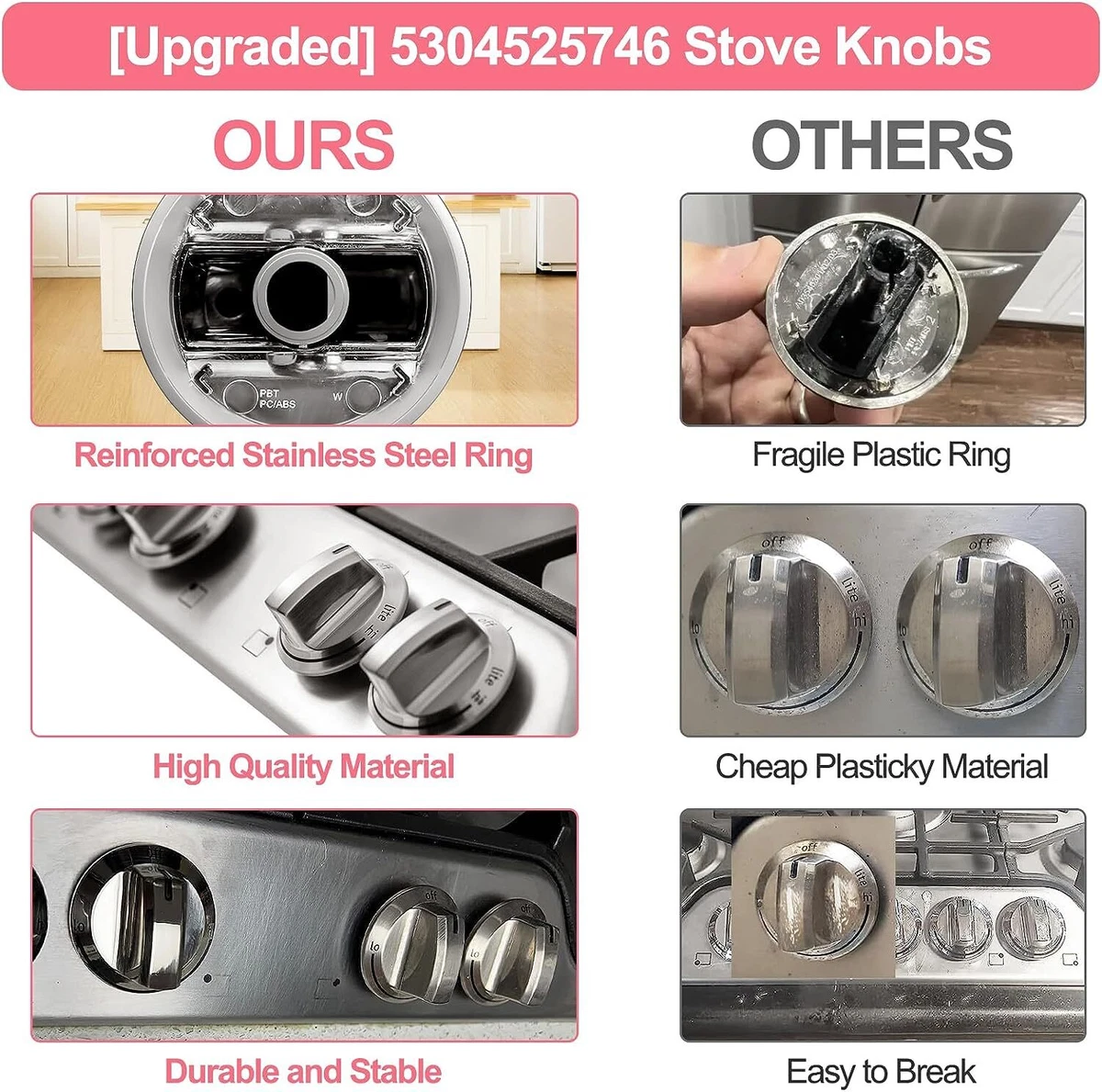 New 5304525746 AP6997304 Stove Knobs For Frigidaire Range Cooktop  