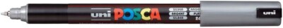 Posca, PC-1MR, Silver, Pack of 3, Ultra Fine Tip Paint Marker Pens Set