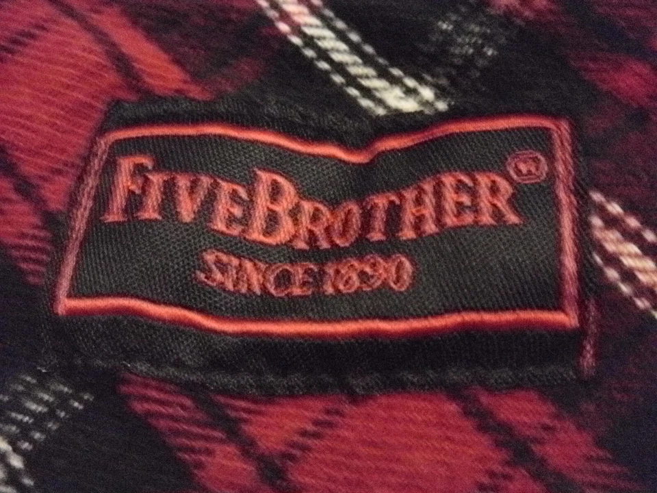 Camisa Chaqueta Hombre Five Brother XL-Reg Roja Negra Blanca Forrada a Cuadros Manga Larga a Presión Foto 2 de 4