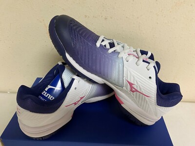 Mizuno Women's Wave Exceed Tour 3 Tennis Shoe in White/Purple