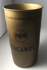 BACARDI CUBA LIBRE TIN CUP GOLD TONE FLYING BAT LOGO NEW UNBOXED