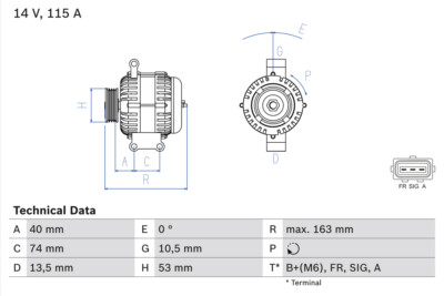 BOSCH 0 986 049 520 Generator für FORD