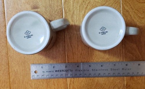 Scottie Dog Coffee Mugs Pair Otagiri Blk&Wht Scottish Terriers Japan Beige Backg - Picture 6 of 7