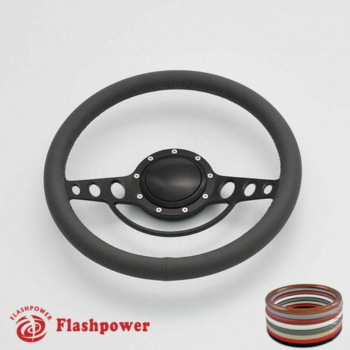14" Billet Steering Wheels Black Full Wrap Ford Thunderbird Mustang EXP w/ Horn - Bild 6 von 10