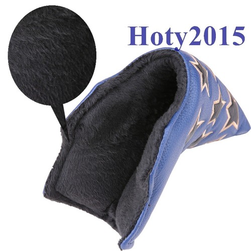 Blue Leather Golf Club Blade Putter Head Cover Star Design Magnetic Closure - Picture 5 of 5