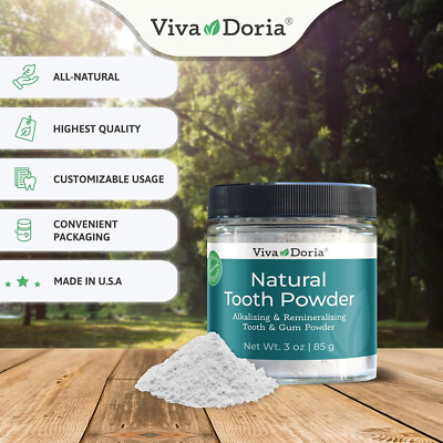 Viva Doria Natural Tooth Powder, Remineralizing Tooth Powder, 3 oz