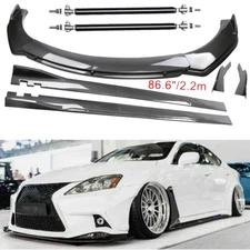 For Lexus IS250 IS350 Carbon Fiber Front Bumper Lip Spoiler 86.6" Side Skirt Kit