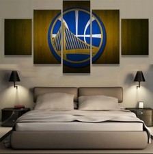 Golden State Warriors 5 pc Canvas Framed Wall Art Decor Basketball San Francisco