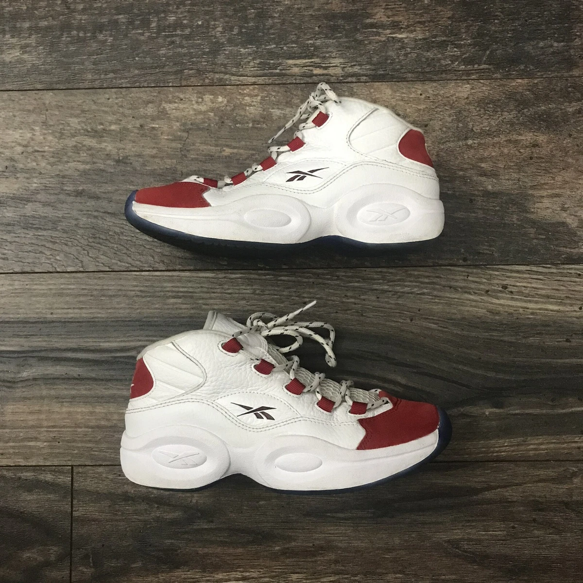 Reebok Question Mid OG Red Toe Little Kids Size 3 White Red