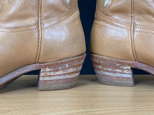 Vintage 1970s floral cowgirl boots, brown genuine leather cowboy heel boho 7 - Picture 6 of 18