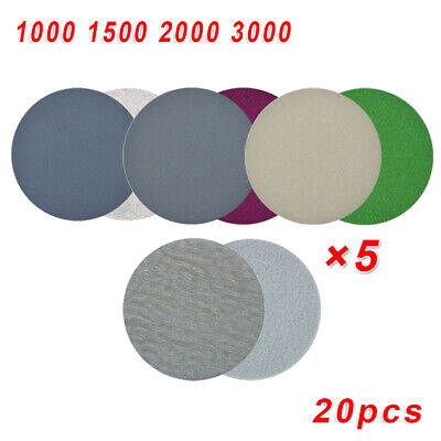 20pcs 5inch Hook&Loop Wet/Dry Sanding Discs 800 1500 2000 3000 Grit Sandpaper