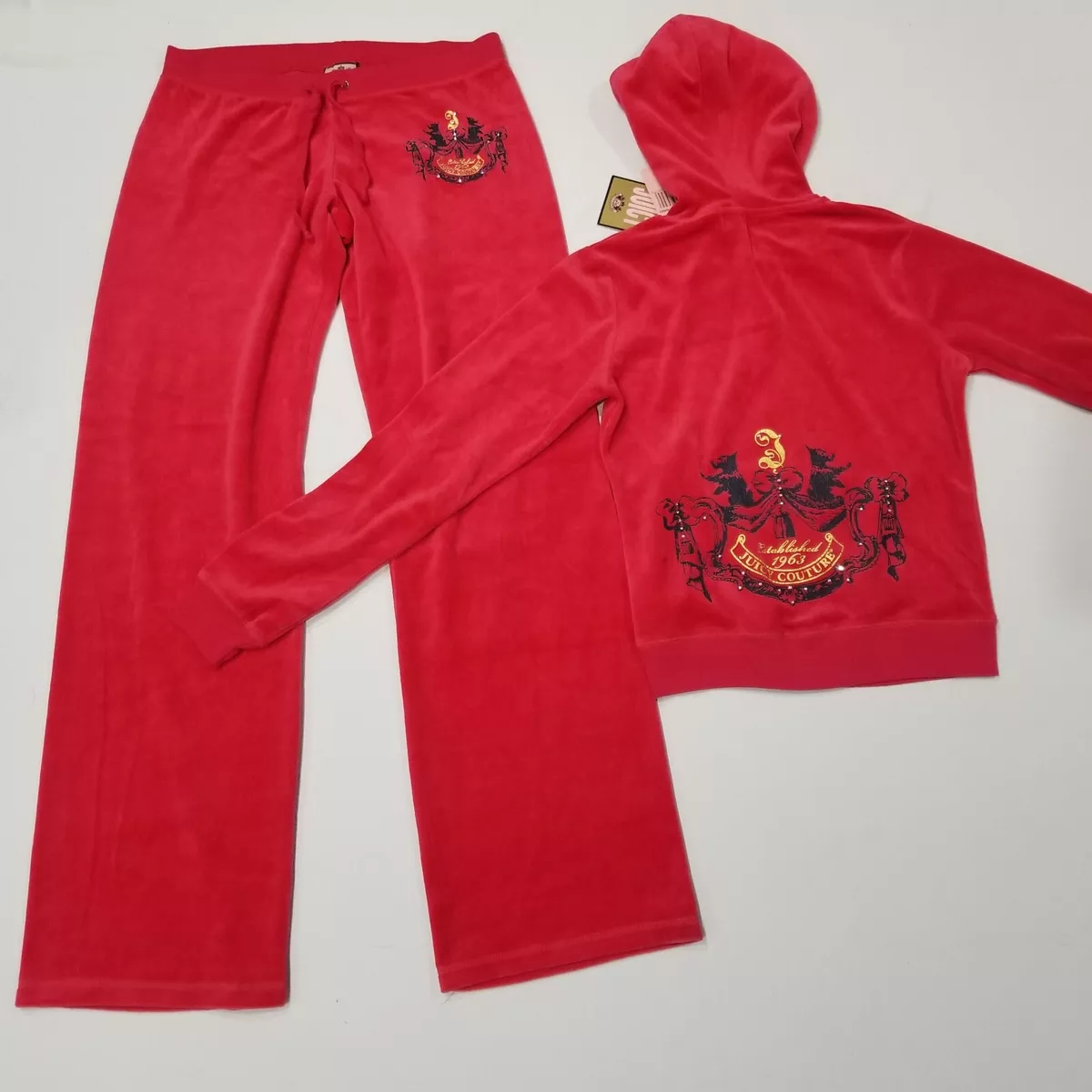 Vintage Juicy Couture TrackSuit Matching Set Red Medium Jacket Pants Y2k  Rare