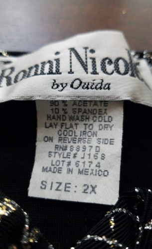 Ronnie Nicole II by Ouida sparkle top 2X Black Silver Gold - Picture 9 of 9