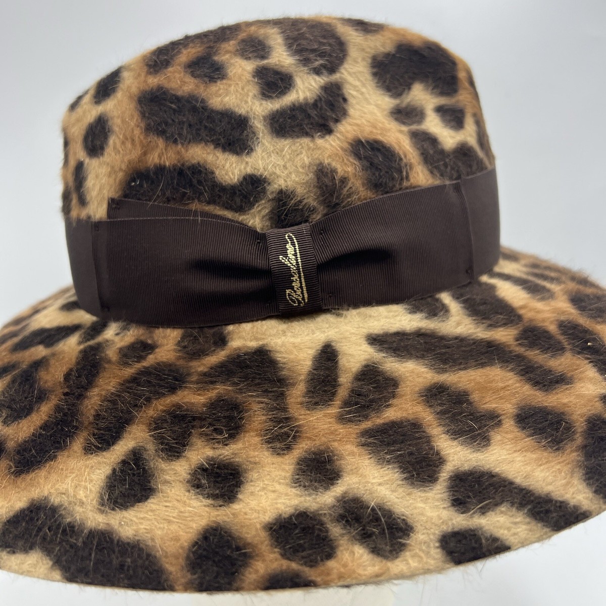 Laurence Bossion Paris Leopard Print Wide Brim Felt Hat | French Luxury Milline Fedora Flat Leo Hat | Handmade Wool Felt Hats | éN Hats  main image 4