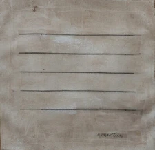 Agnes Martin Signed American Minimalist Abstract Oil Painting – Vintage Art