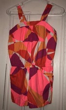 Gymboree Girls Romper Shortall White Pink Orange Sz 10