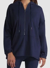 $78 Halston Studio Women's Blue Zip Front Hoodie Sweater Jacket Size M