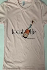 Korbel Champagne Toast Life Pink TShirt Women’s Size Size Small 100% Cotton