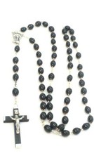 Black Wood Italian Rosary Beads, Made in Italy, Stamped Italy