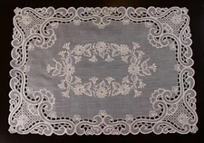 Organza Fabric Solid White Beige Embroidered Table Placemat Runner Wedding Party