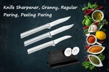 Rada 4 pc Set Granny Paring , Regular Paring , Peeling Paring, Knife Sharpener