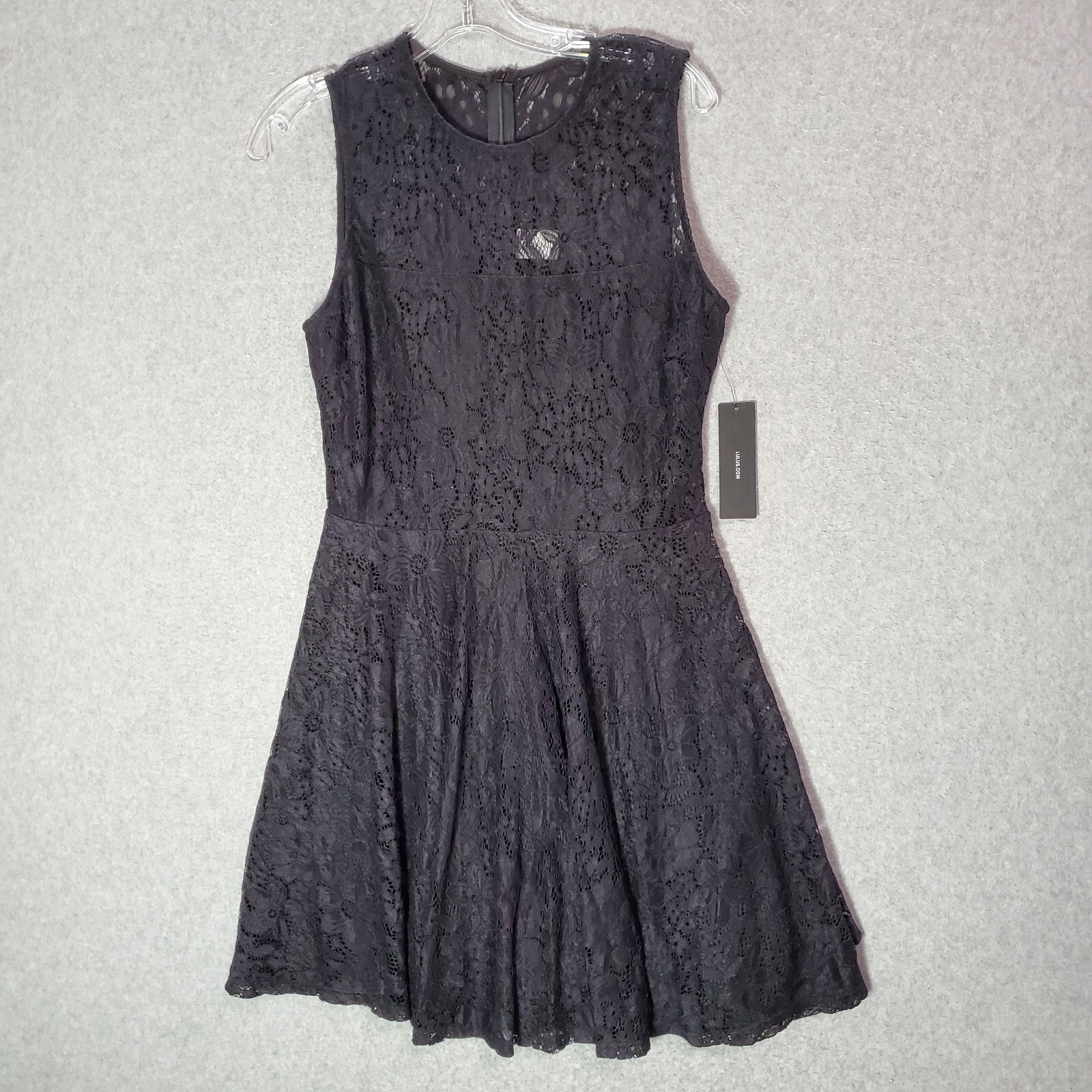 Lulus Women Dress Medium Black Floral Mini Fit & Flare Lace Sleeveless NWT