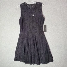 Lulus Women Dress Medium Black Floral Mini Fit & Flare Lace Sleeveless NWT