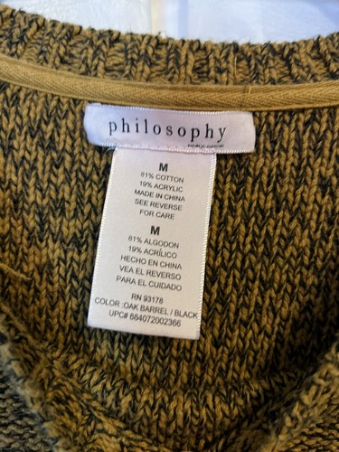Philosophy Sweater Womens Med Brown Black Chunky Knit Long Sleeve Pullover Top - Picture 3 of 7