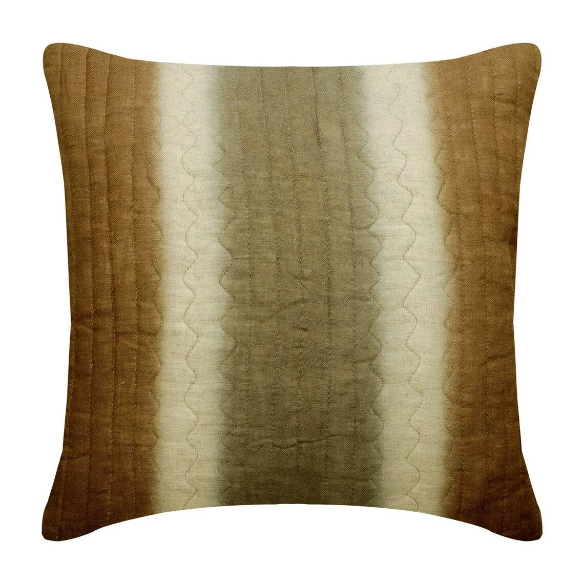 Decorative Couch Pillow Cover Beige 16"x16", Square Linen Fabric - Quilted Ombre