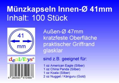 100 Münzkapseln 41mm, geeignet für 1 oz American Eagle (Silber)