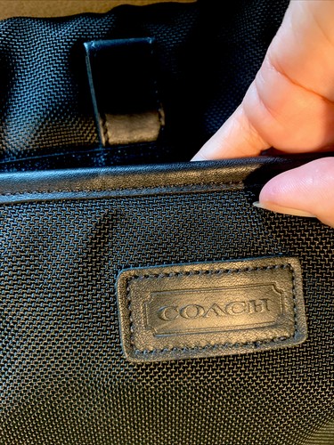 COACH Expandable Black Case Laptop Computer Sleeve Nylon W/Leather Trim - Picture 2 of 16