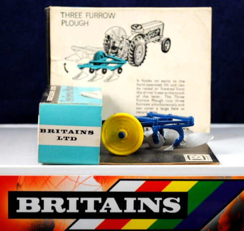 1960* Various 1:32 BRITAINS 9530 Three FURROW PLOUGH 4 FARM Tractors VGC To MINT - Picture 15 of 84