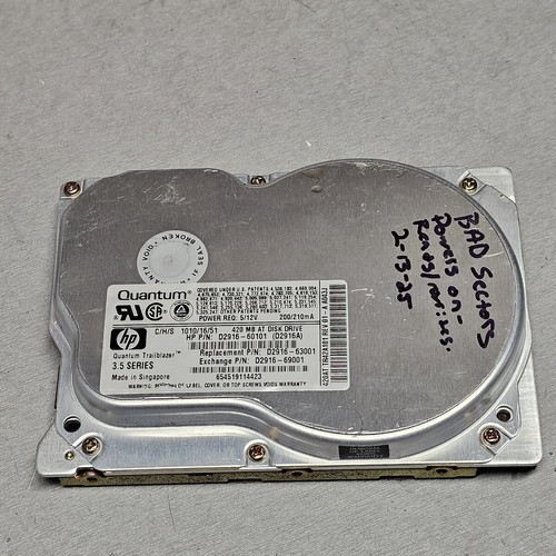 Quantum Trailblazer 420MB Internal 3.5" Hard Drive IDE (Bad Sectors) - Afbeelding 2 van 11