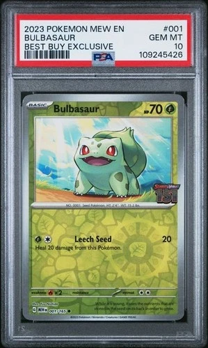 2023 POKEMON MEW EN-151 BEST BUY EXCLUSIVE #001 BULBASAUR PSA 10