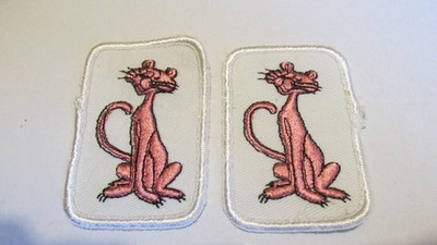 TWO VINTAGE PINK PANTHER EMBROIDERED PATCHES 1970'S
