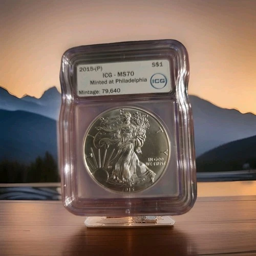 RARE! 2015 P American Eagle 1 oz Silver ICG MS70  Mintage 79,640