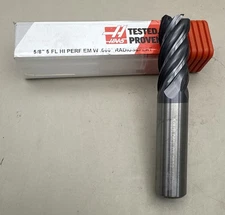 Haas 5/8” Carbide End Mill 5FL 1-1/4” LOC AlTiN Radius & Flat .06” Rad 03-0639