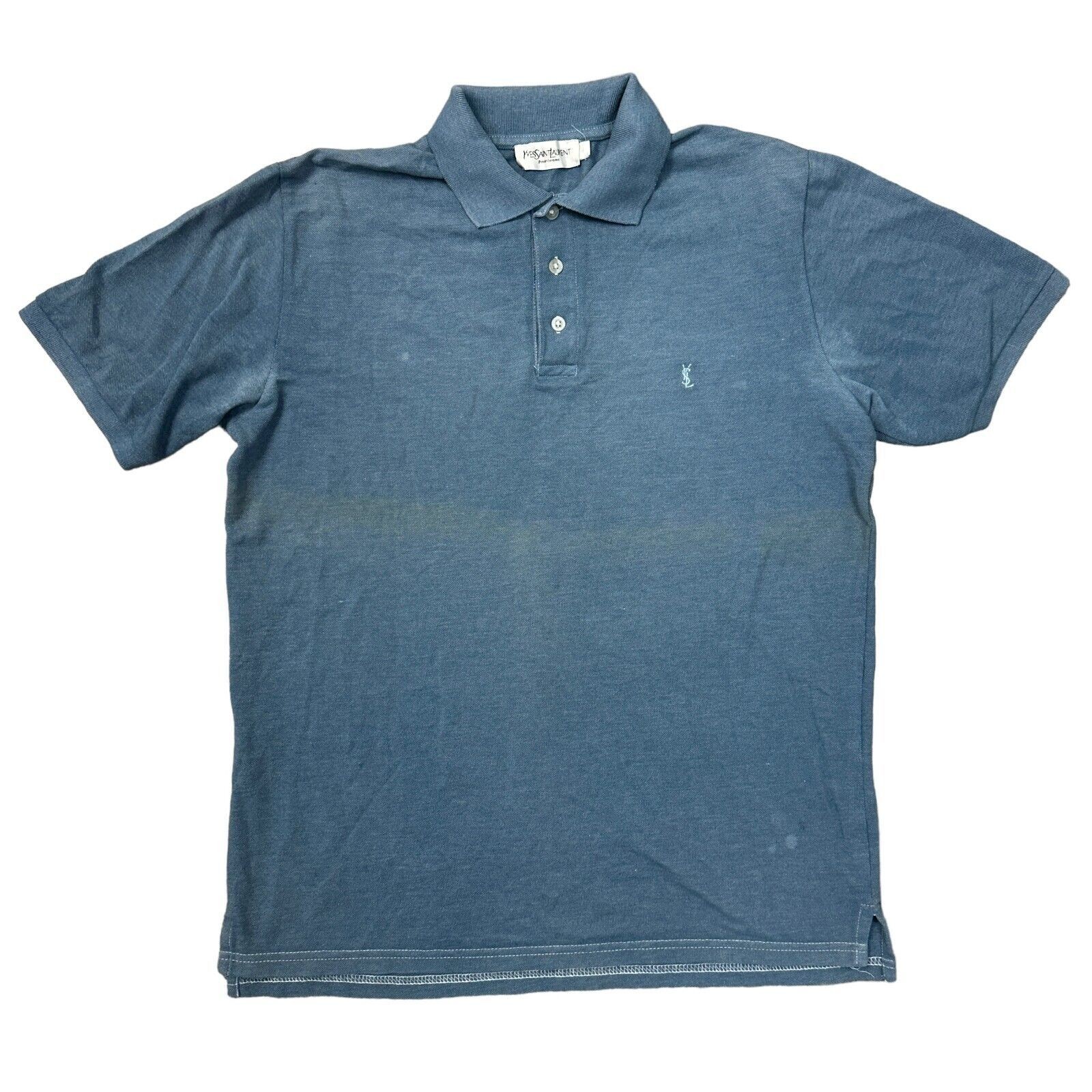 Polo Yves Saint Laurent YSL manica corta blu uomo media
