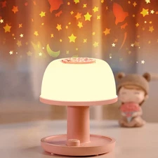 Night Light Lamp, Dimmable Bedside Lamp with Star Projector, Lights Timer Des...