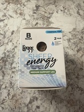 L'eggs Sheer Energy Medium Leg Support Control Top Tights 2 Pairs Nude Sz B USA