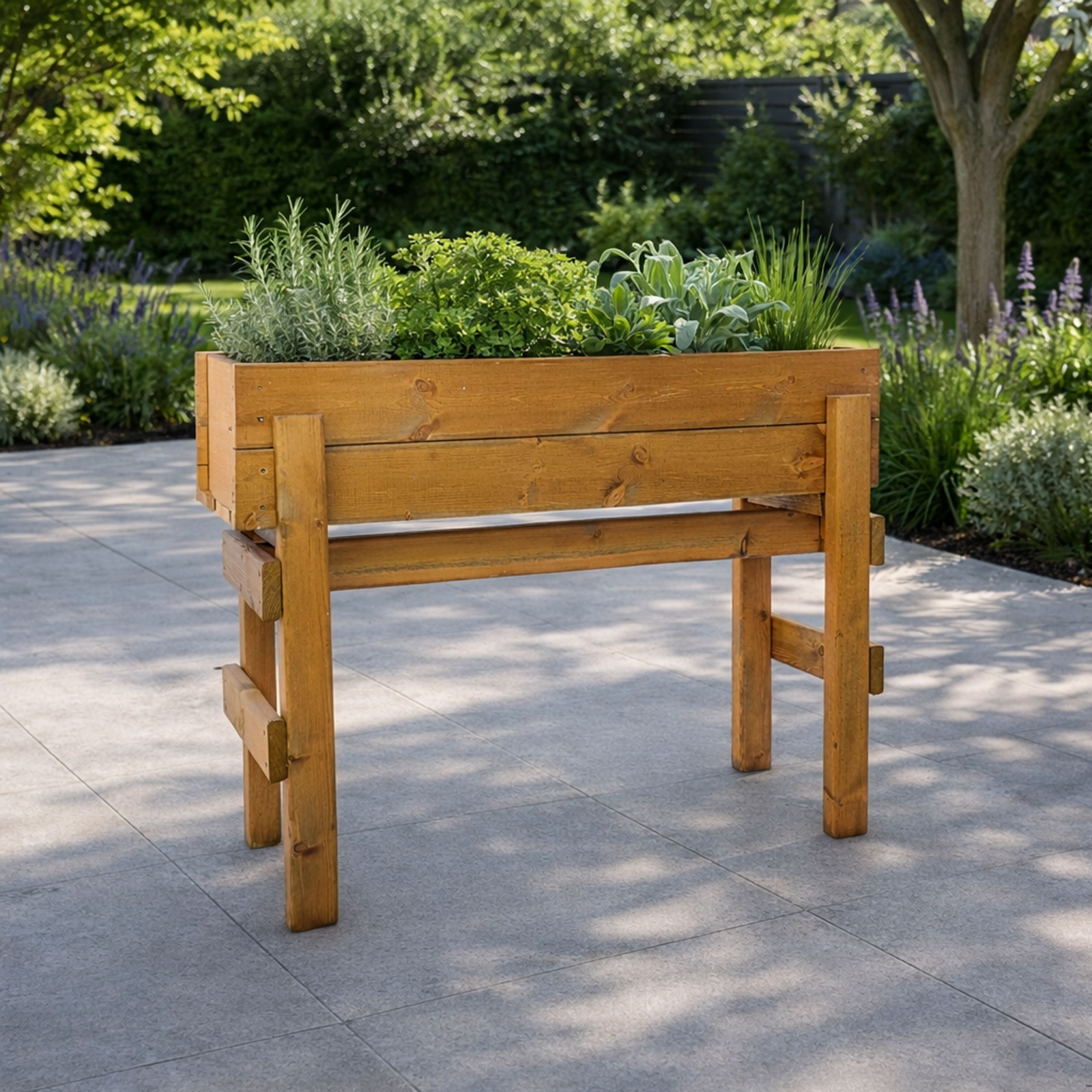 Raised Wooden Garden Planter Trough on Legs Vegetables Herb Flower Stand Boxes