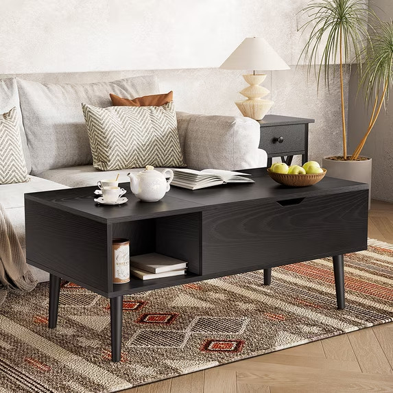 Gianna 39.4"Lx19.6"Wx17.4"H Wood Lift Top Coffee Table with Hidden Compartment