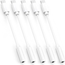 5-Pack USB-C to 3.5mm Headphone Jack Adapter, 24bit HiFi DAC, USB C to Aux Audio