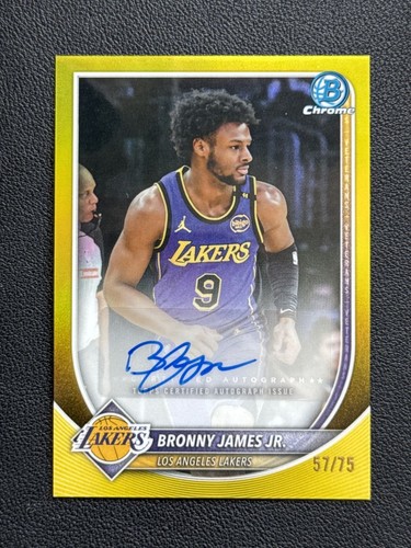 2025-26 Topps Bowman Chrome Auto 57/75 Yellow Refractor Bronny James Jr BCA-BR