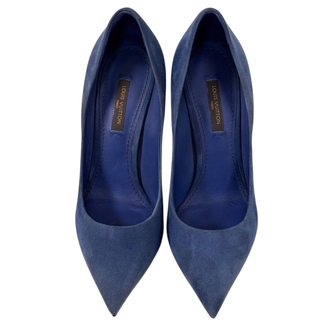 LOUIS VUITTON Suede Heel Pumps Blue EU 35.5 135344K Authentic thumbnail 8