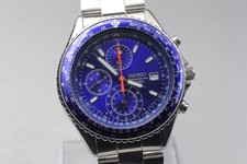[Near MINT] SEIKO Flightmaster 7T92-0CF0 Chronograph Blue Qz Mens Watch JAPAN