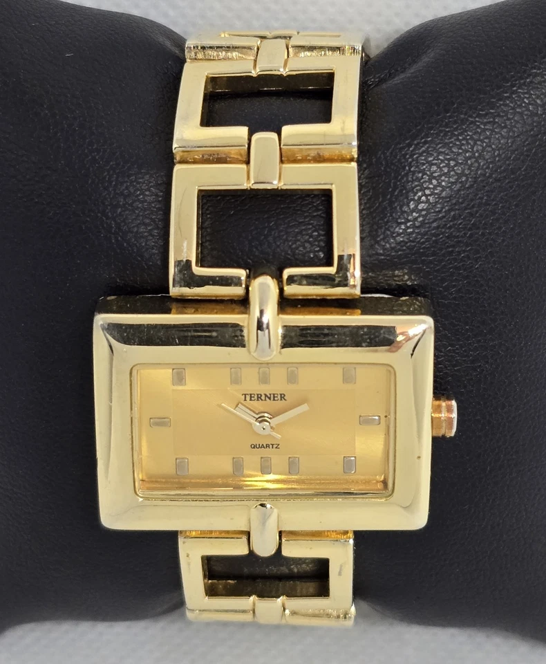 Reloj Pulsera Mujer Terner Elegante Rectángulo Tono Dorado Eslabón 10 Foto 3 de 4