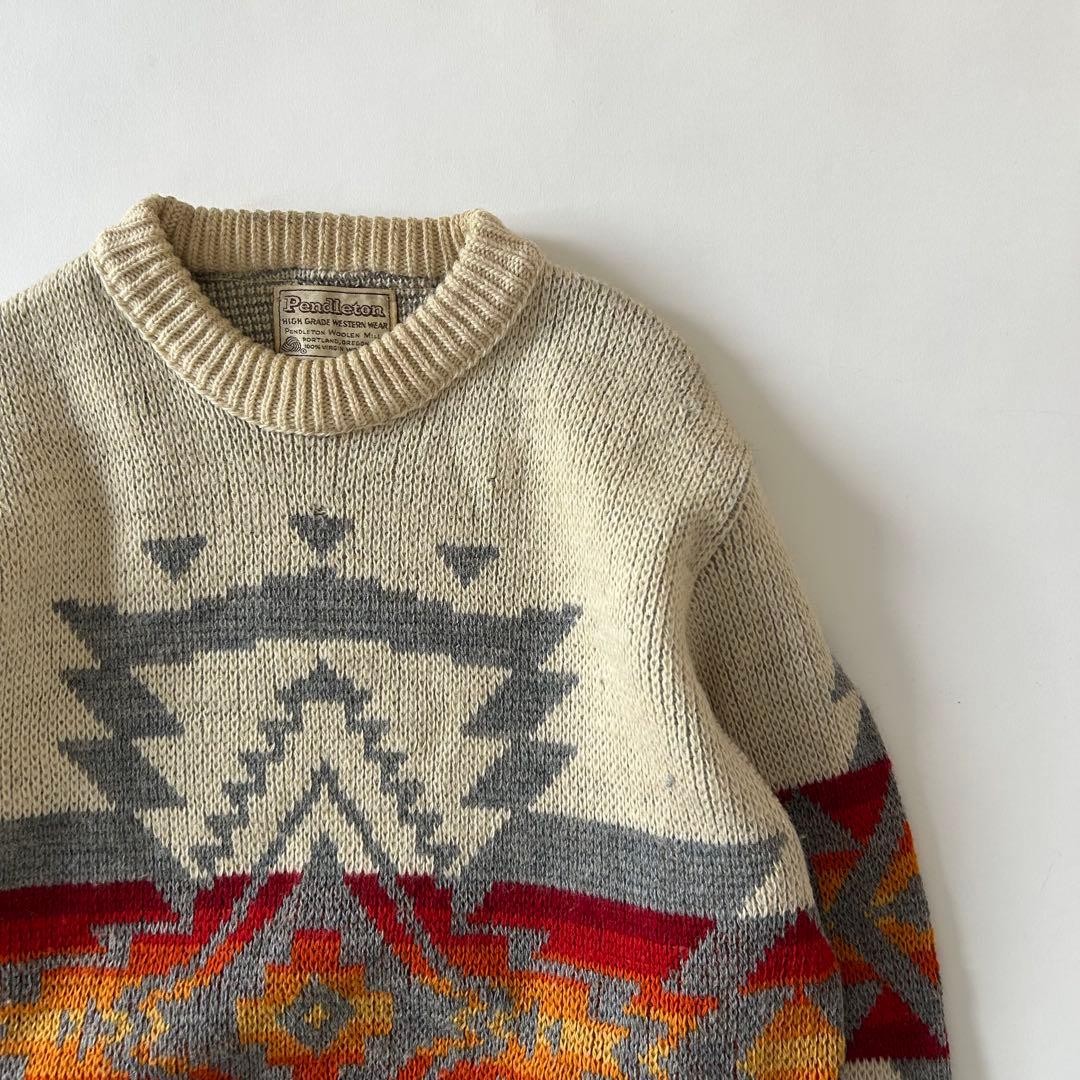 Pendleton 1970s Native Pattern Wool Sweater Vinta… - image 3